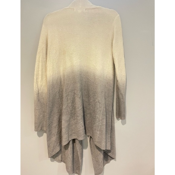 Barefoot Dreams Chic Lite Knit Ombré Dip Dye Cardigan Cream Grey Size Small - Picture 5 of 5